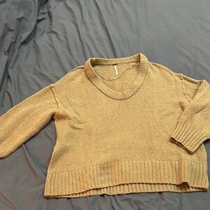 Free People Tan Crew Neck Sweater